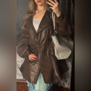 Brown Leather Jacket Authentic Louise Péloquin 🤎
